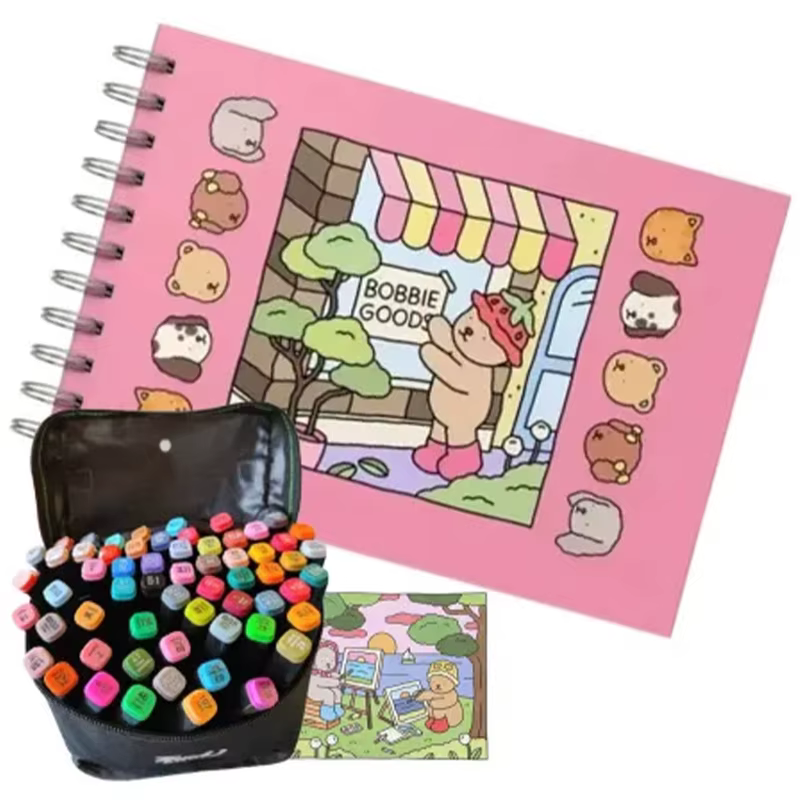 Kit Completo Marcadores Acrílicos Com Livro de Colorir e Caneta Permanente Para Artistas Iniciantes e Projetos de Arte