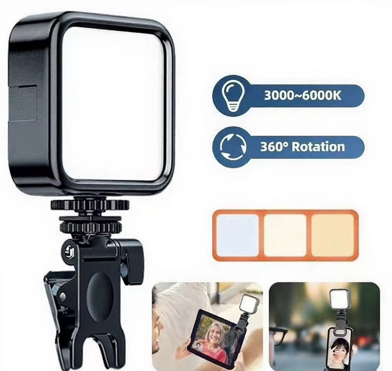 Luz LED Portátil com Clip e Pilha: Perfeita para Iluminação Fotográfica Noturna, Facilita Capturas Claras em Ambientes Escuros