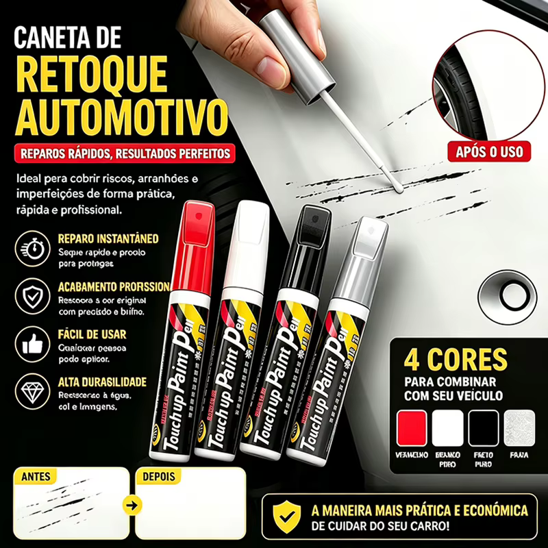 Caneta de Reparo de Riscos para Carro com 12 Cores, Resistente à Água e Ferramenta de Manutenção Automotiva