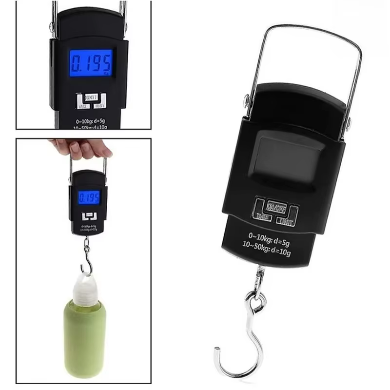 Balança Portatil Digital 50kg Alta Precisao Leve e Compacta Ideal Para Pesar Equipamentos de Pesca Bagagem e Material de Camping