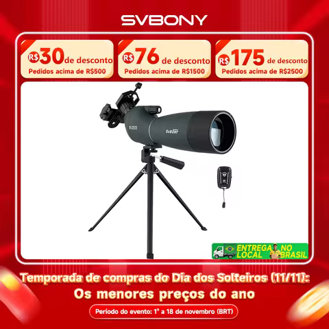 Telescópio de Observação Svbony SV28plus 50/60/70mm com Zoom Poderoso e Prisma PORRO para Tiro ao Alvo e Camping