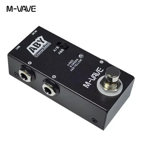 M-VAVE ABY Box Line Selector AB Switch, Pedal de Efeito Guitarra, True Bypass, A, B, A & B Mode, Peças de Guitarra e Acessórios