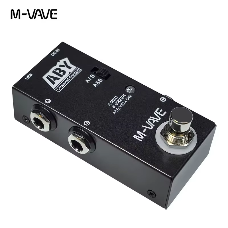 M-VAVE ABY Box Line Selector AB Switch, Pedal de Efeito Guitarra, True Bypass, A, B, A & B Mode, Peças de Guitarra e Acessórios