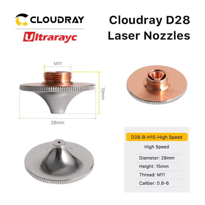 Ultrarayc para bicos a laser d28 h15 m11 núcleo de corte de alta velocidade camadas duplas macarrão para precitec wsx cabeça de corte a laser de fibra