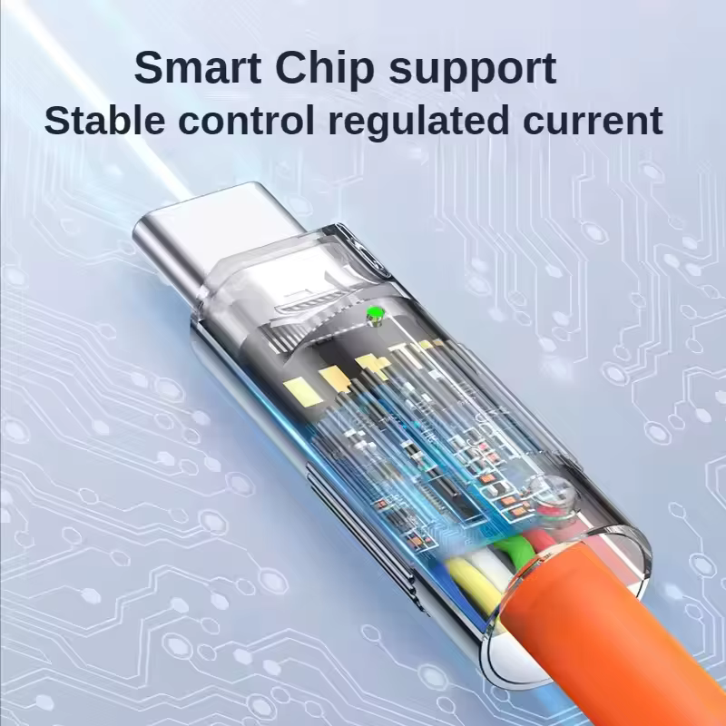 Novo Cabo de Silicone Líquido Tipo-C de 120W para Carregamento Super Rápido no Brasil - Linhas USB Tipo C de Carregamento Rápido