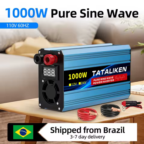 Inversor de onda senoidal pura de 1600 W/3500 W/4000 W - soquete brasileiro de 110 V/60 Hz, portátil para uso doméstico e em carro