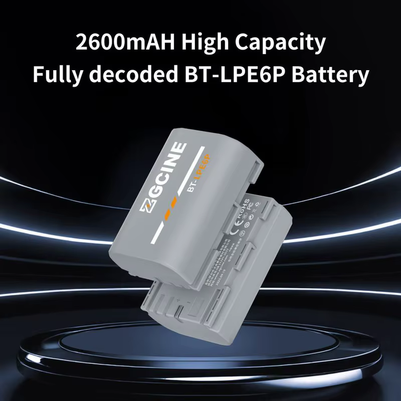 【Do Brasil】Bateria ZGCINE BT-LPE6P 2600mAh Compatível LP-E6P, Exibição em Tempo Real, Compatível Carregador Original, para Canon R6 II R7 R5 R5C R6 R8 R 5D IV 5D III 5DS 5DS R 6D 6D II 7D 7D II 90D 80D 70D 60D 5D II