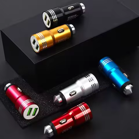 Carregador USB para carro, dispositivo móvel, universal, 2 portas, adaptador de carregamento rápido