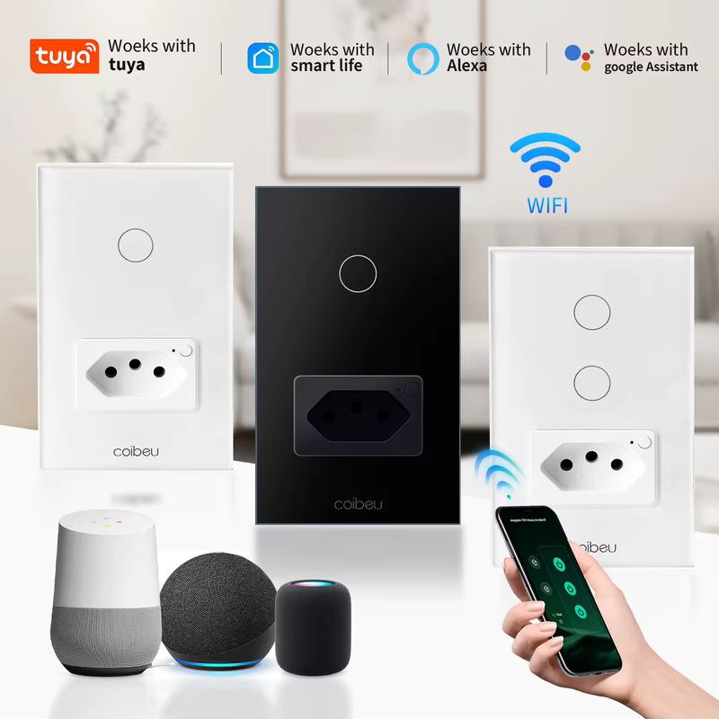Tuya，Alexa,Google Assistant,10A,Interruptor Brasil Light,tomada inteligente wifi,interruptor inteligente,Sensor de Toque,Coibeu
