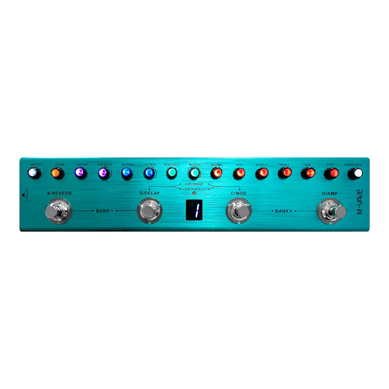 Pedal de Efeitos para Guitarra M-VAVE Tank-G Recarregável com 36 Presets, 9 Slots de Pré-Amplificador, 8 Slots de Cabine IR, 3 Efeitos de Modulação, Delay e Reverb