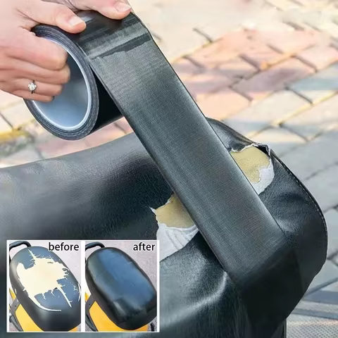 Fita Adesiva Preta para Reparo de Couro em Móveis, Sofás, Carros e Cadeiras, Kit Completo e Resistente para Restauração