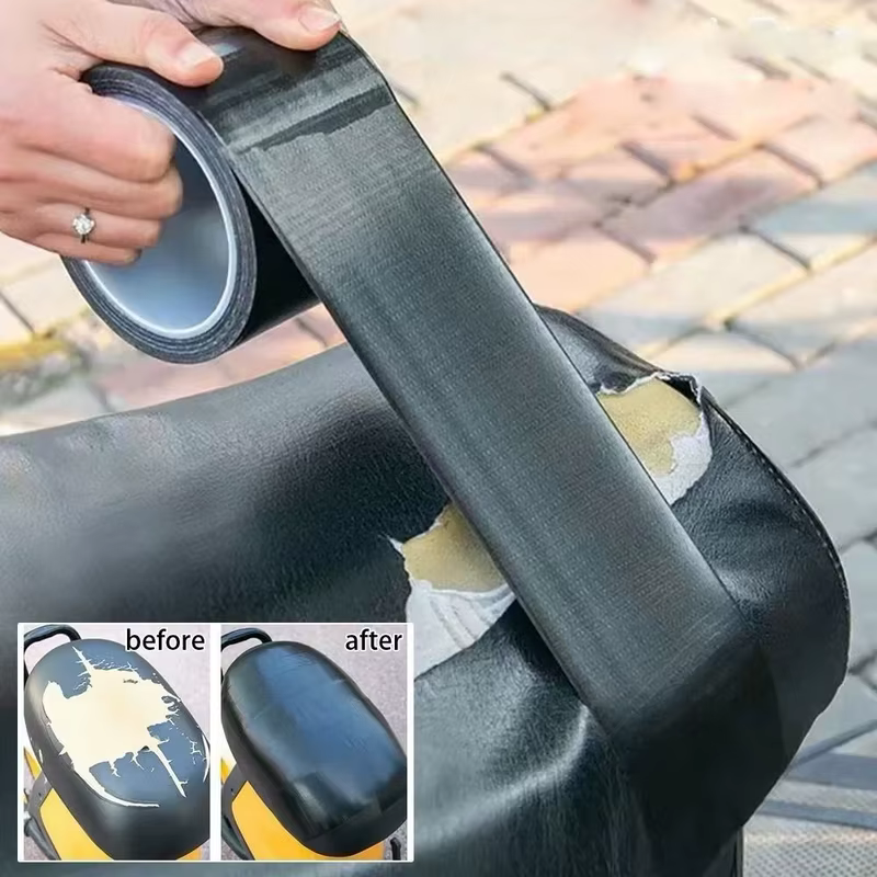 Fita Adesiva Preta para Reparo de Couro em Móveis, Sofás, Carros e Cadeiras, Kit Completo e Resistente para Restauração
