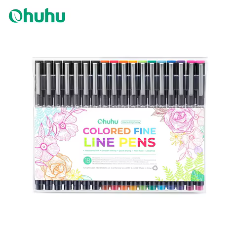 Ohuhu hana rodovia fineliner canetas de desenho 18 pacote arte canetas coloridas micro canetas à prova dwaterproof água para desenhar esboçar marcadores de escrita