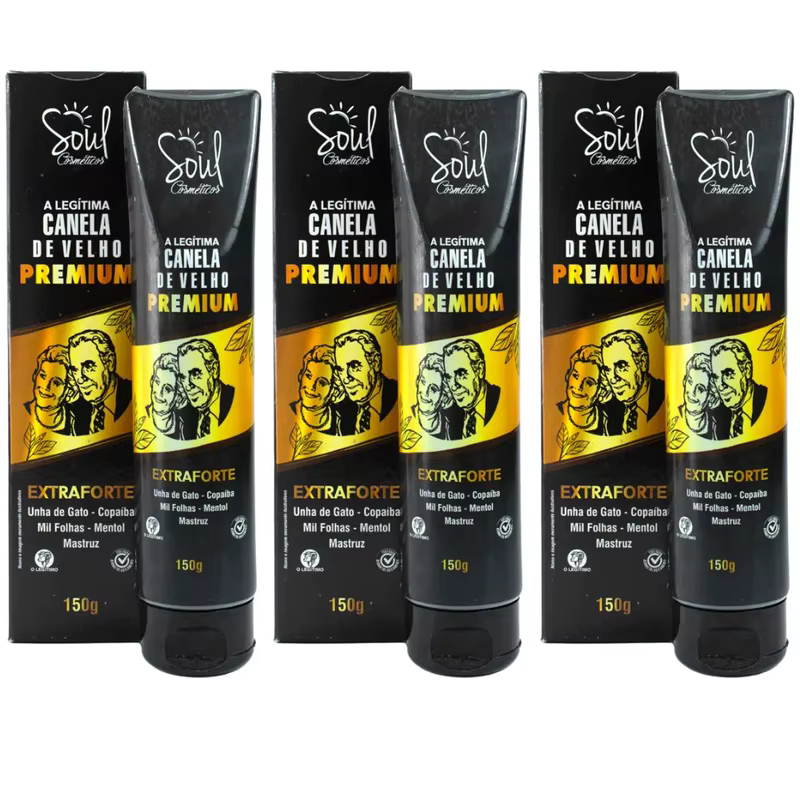 Kit c/ 3 Pomada Massageadora Canela de Velho Premium Extra Forte Soul Cosméticos
