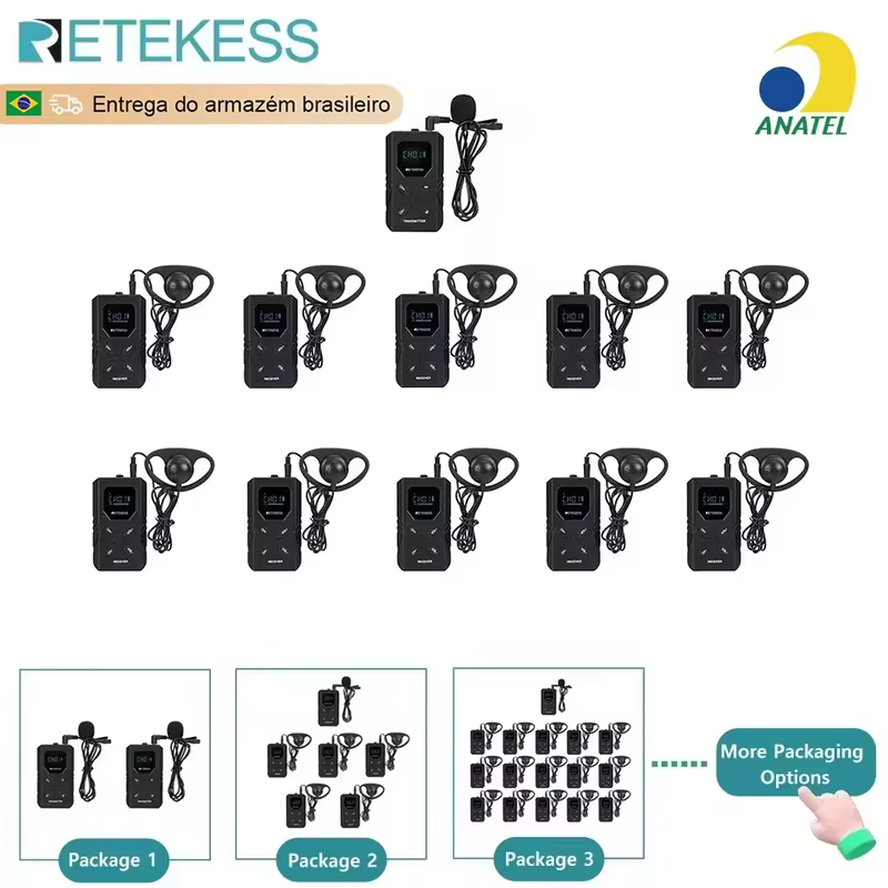 Sistema de Guia de Turismo FM RETEKESS TT117-TT118 (Transmissor e Receptor de Áudio) para Museus, Igrejas, Conferências, Fábricas e Treinamentos (72-76 MHz) De volta às aulas e ao trabalho