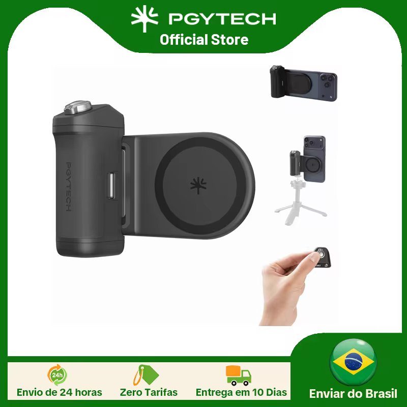 PGYTECH MagCam 2 Phone Grip 3-em-1 Kit Modular Bluetooth Remoto e Alça de Carregamento e Suporte de Carregamento Sem Fio Magnético MagSafe