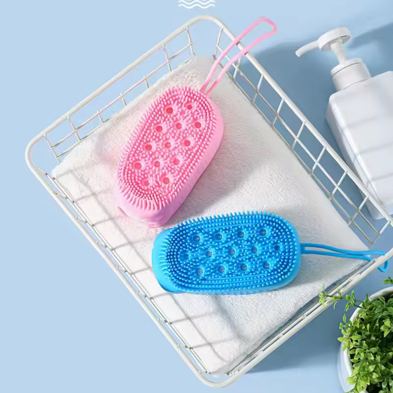 Esponja Exfoliante para Banho, Escova de Massagem para Limpeza da Pele, Acessórios de Banheiro em Silicone