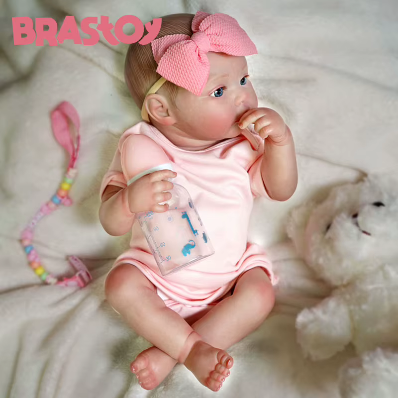 BRASTOY Boneca Bebe Reborn pintada Realista Menina 48cm Corpo de Silicone,Enviado do Brasil