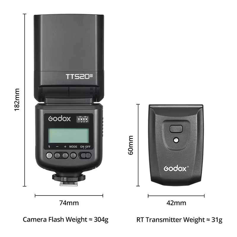 【Do Brasil】Flash Godox TT520III Universal com Display LCD para Câmeras DSLR Sony, Nikon, Canon e Olympus