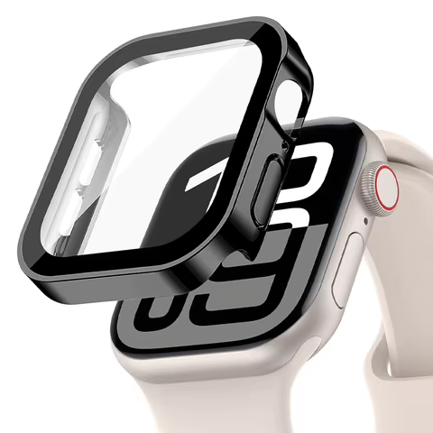 Protetor de Tela e Capa para Apple Watch 49mm 46mm 45mm 44mm 42 41 40 Bumper de PC Vidro Temperado Série 11 10 9 8 7 6 5 SE Ultra