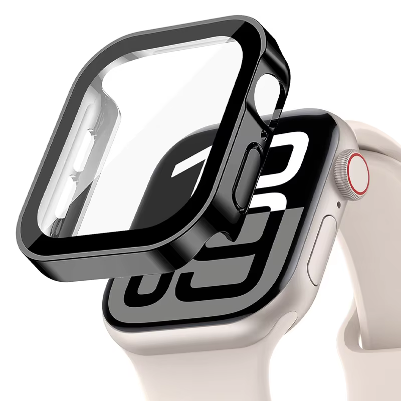 Protetor de Tela e Capa para Apple Watch 49mm 46mm 45mm 44mm 42 41 40 Bumper de PC Vidro Temperado Série 11 10 9 8 7 6 5 SE Ultra