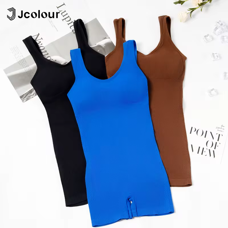 Macacão ioga feminino ajustado,Roupa de ginástica com costas abertas e cintura ajustada,Macacão de ginástica curto sem mangas