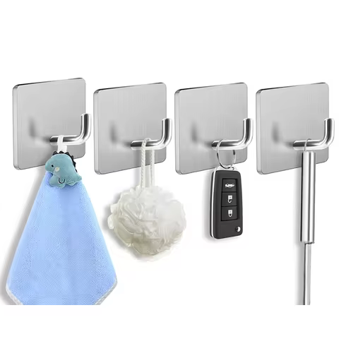 Suporte de Parede em Aço Inoxidável com Fita Adesiva Super Forte para Toalhas, Roupas, Banheiro e Cozinha