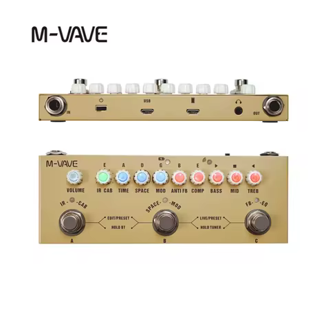 Pedal de madeira recarregável Multi Efeitos Gravação de guitarra acústica Função de interface de áudio Cuvave Pedal para baixo elétrico