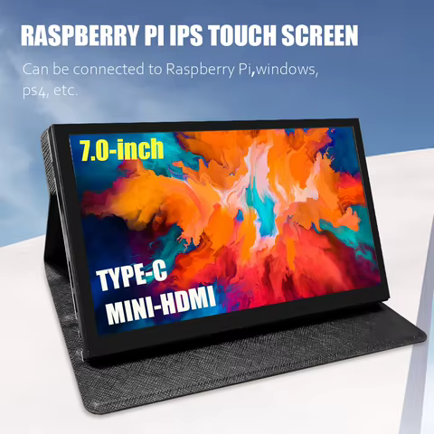 Monitor portátil LCD de 7 polegadas com tela de toque capacitiva, adequado para Raspberry Pi 5 HDMI compatível com display no PC