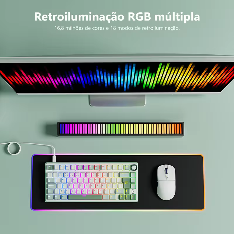 Rk 75 royal kludge gaxeta com fio teclado gamer brasileiro teclado mecânico hot-swappable 80 teclas rgb retroiluminado mda pbt k