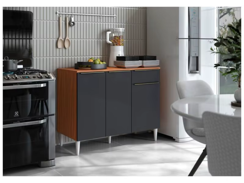 Balcão de Cozinha Modulado Aramóveis 3 Portas 2 Gavetas Prime