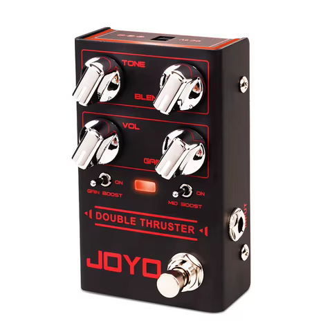 Pedal de Overdrive para Baixo JOYO R-28 DOUBLE THRUSTER com Controle de Blend e Aumento de Mid e Gain, de Overdrive Leve a Efeito de Som Fuzz