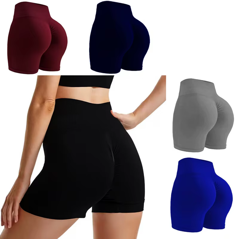 Shorts Femininos de Poliamida Canelada para Academia e Fitness com Zero Transparência e Elasticidade para Treino