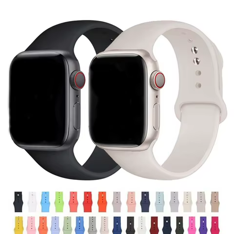 Pulseira de Silicone para Apple Watch 44mm 46mm 45mm 41mm 49mm 40mm 42mm compatível com iWatch séries 11 10 7 8 SE 9 Ultra 2 3