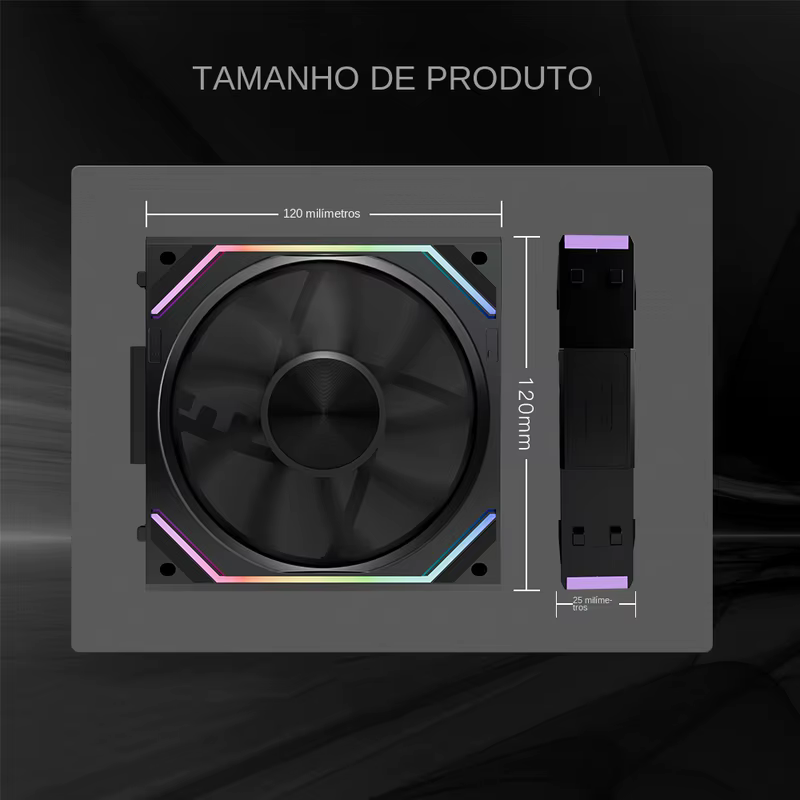 Ventilador PC Interstellar V2RS 120 com Módulo Infinity Mirror, Ventilador ARGB Daisy-Chain de 120mm, Adequado para Gabinete de Computador e Cooler AIO de 360mm