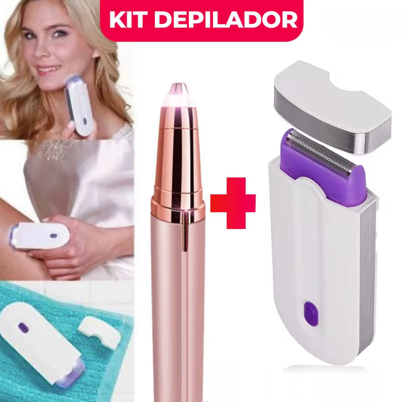 Kit Cuidados Femininos Lapis Para Sobrancelha Preciso e Depilador Recarregavel Sem Fio 2 em 1 Ideal para Viagem e Uso Diario