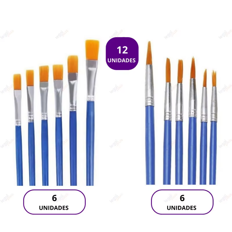 Kit 12/24 Pincéis Profissionais Chatos Lineares de Nylon Atóxicos, Não Solta Pelo Para Artistas e Estudantes em Tela e Artesanato