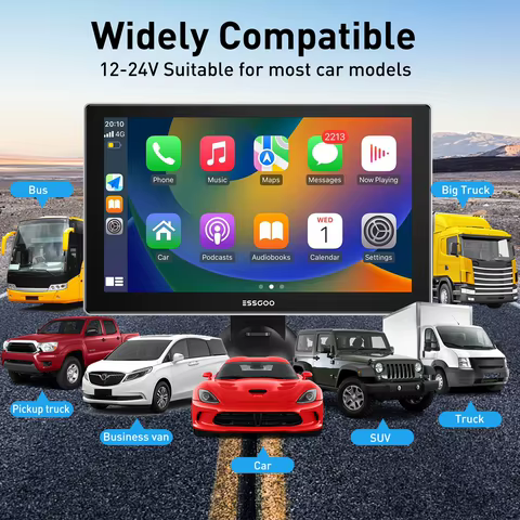 ESSGOO Portable Carplay Player Rádio de carro de 9 polegadas sem fio Android auto Bluetooth Touch Screen Multimídia MP5 Player Controle de voz