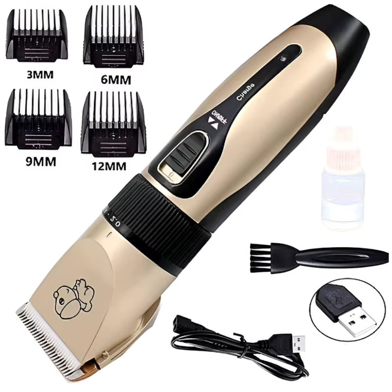 Kit de Higiene Profissional para Pets: Tosador Elétrico e Polidor de Unhas para Cães e Gatos, Escovação e Banho