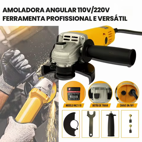 Lixadeira Angular Profissional 900W Disco de Corte e Desbaste para Metal, Madeira e Trabalhos Pesados