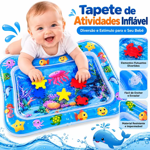 Tapete de Atividades Inflável para Bebê, Impermeável, Brincadeiras ao Ar Livre, Jardim, Praia