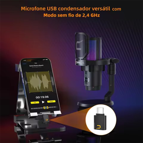 COMICA EJoy Uni Pro Microfone USB sem fio com receptor USB C, microfone condensador RGB para streaming/podcasting/gravação, micr