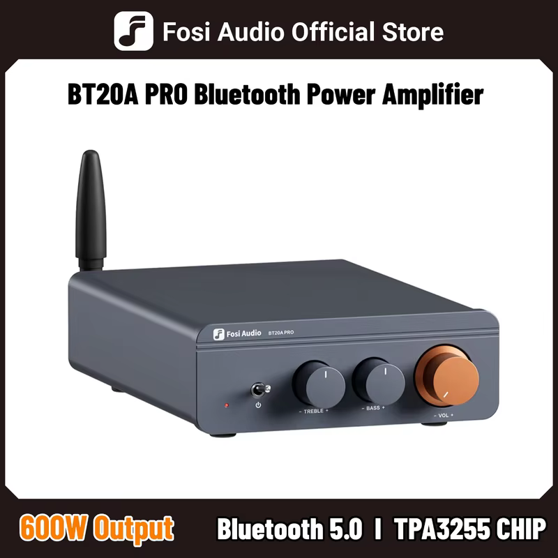 Fosi áudio BT20A PRO tpa3255 amplificador de potência de som bluetooth 300w x2 mini alta fidelidade estéreo classe d amp baixo agudo para home theater