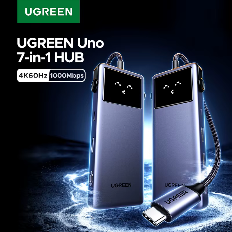 UGREEN Uno USB C HUB Tipo-C para 4K60Hz 2K120Hz HDMI 1000Mbps RJ45 PD100W USB3.0 Divisor para laptop Acessórios MacBook Docking