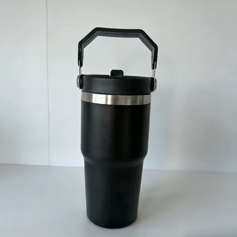 Garrafa Térmica de Aço Inoxidável 600ml 900ml com Alça e Tampa Flip, Manutenção de Temperatura para Trabalho, Academia e Viagens