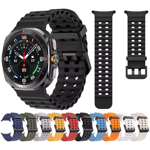 Pulseira Original 1:1 para Samsung Galaxy Watch Ultra 2 47mm, Pulseira Esportiva de Silicone Respirável, Correia Galaxy Watch Ultra 2025