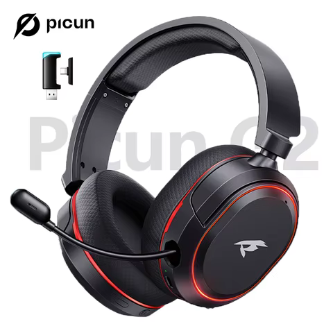 Picun g2 2.4ghz bluetooth sem fio gaming headset para pc ps4 ps5 telefone interruptor 5ms baixa latência 7.1 surround com fio fone de ouvido enc microfone