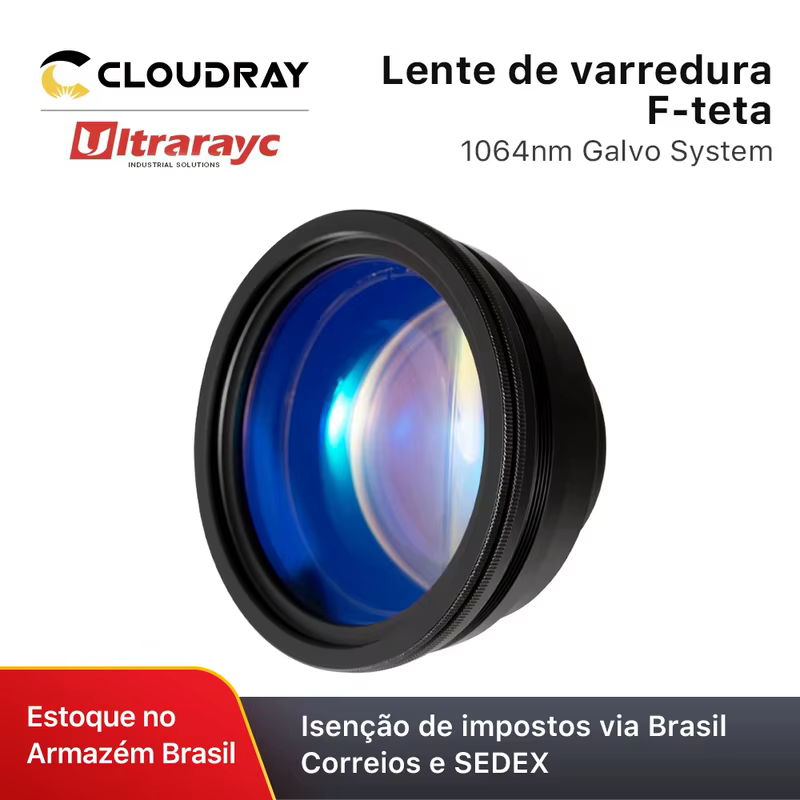 Lente F-theta Ultrarayc 1064nm, Lente de Foco a Laser com Distância Focal de 63-420mm, Campo de Escaneamento 50×50-400×400 para Sistema Galvo de Laser de Fibra YAG