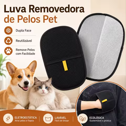Removedor de Pelos de Animais Reutilizável, Luvas Laváveis Portáteis para Remoção de Pelos, Produtos de Limpeza para Animais, Acessórios para Animais