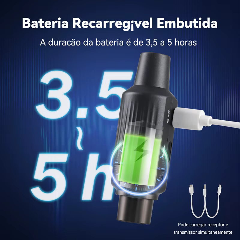 Sistema de microfone sem fio AROMA ARC2, receptor transmissor de microfone XLR para microfones dinâmicos/harmônicos/PA/mixer/câmera DSLR